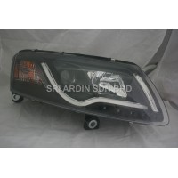AUDI A6 04-07 Black Projector Head Lamp w Bar & LED